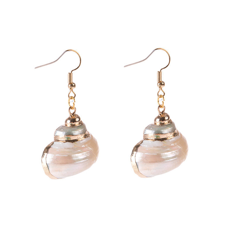 Wholesale Gold-rimmed Ocean Style Conch Seashell Earrings